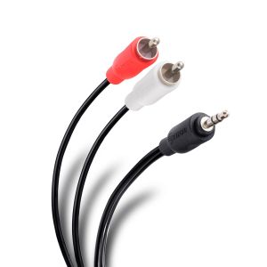 Cable plug 3,5 mm a 2 plug RCA de 1,8 m, ultradelgado