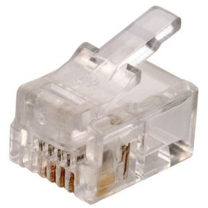 Plug telefónico modular RJ11 de 4 contactos para cable plano