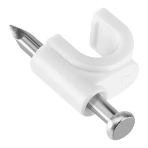 Grapa para cable de fibra óptica, 3 mm ancho de cavidad, clavo de ¾", blanca